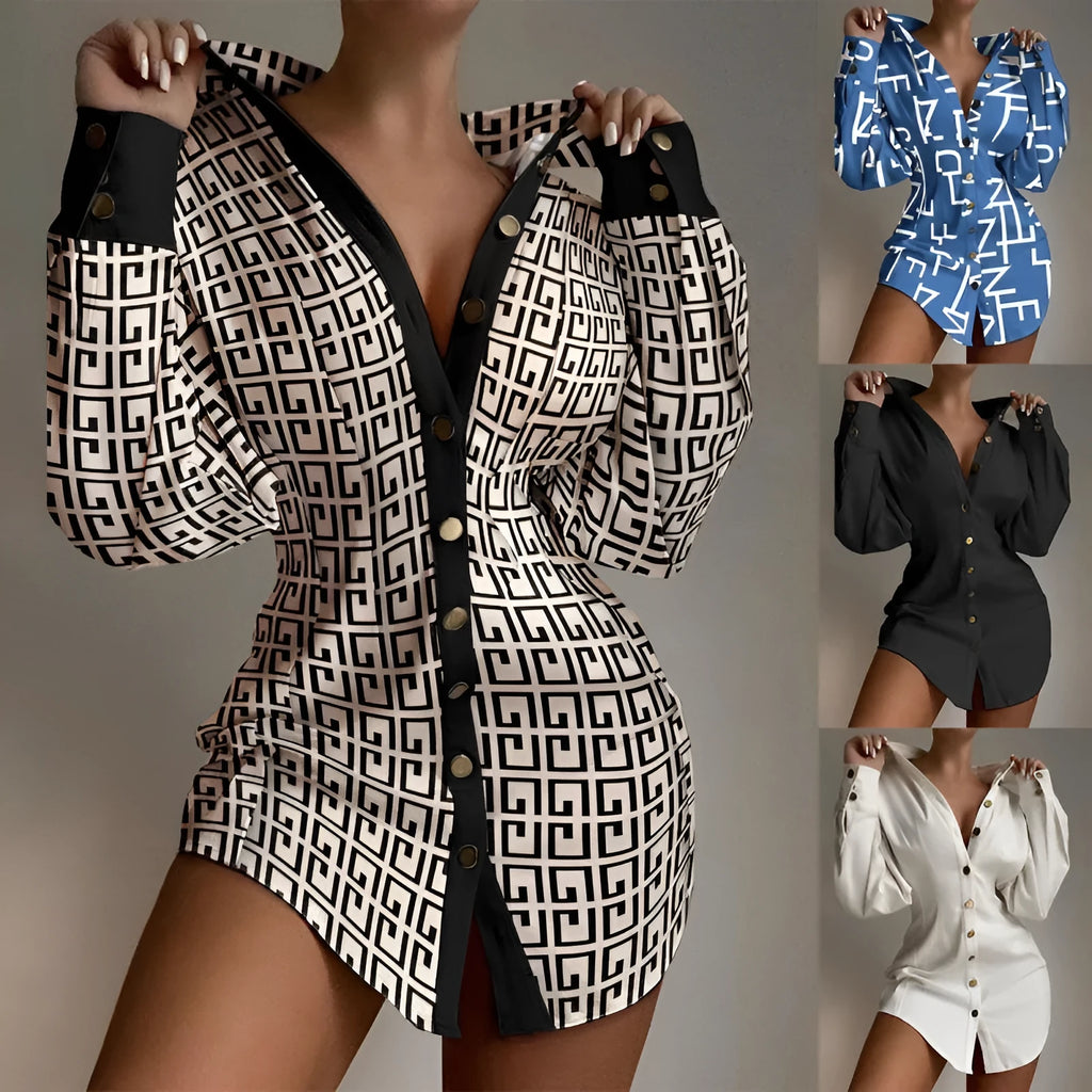 Women's art retro shirt with a waist-control fastener decoration in matel silk and cashmere fabric.