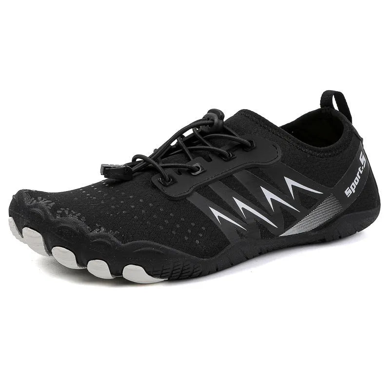 Quick-drying river tracing shoes with mesh upper and natural rubber outsole in apricot colour