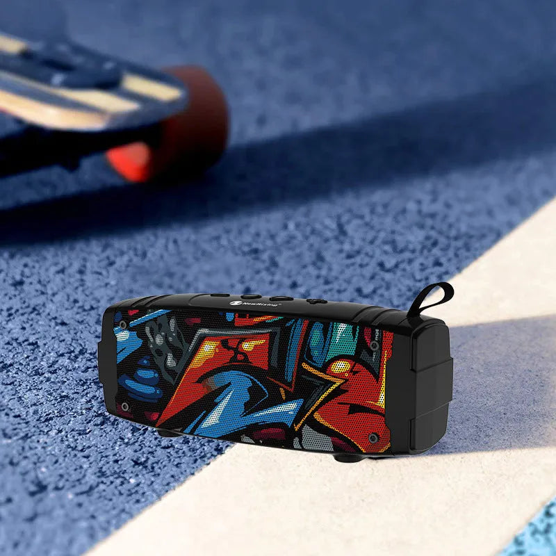 Portable Bluetooth speaker in black, blue, camouflage, graffiti, hip hop, or red colour with USB port