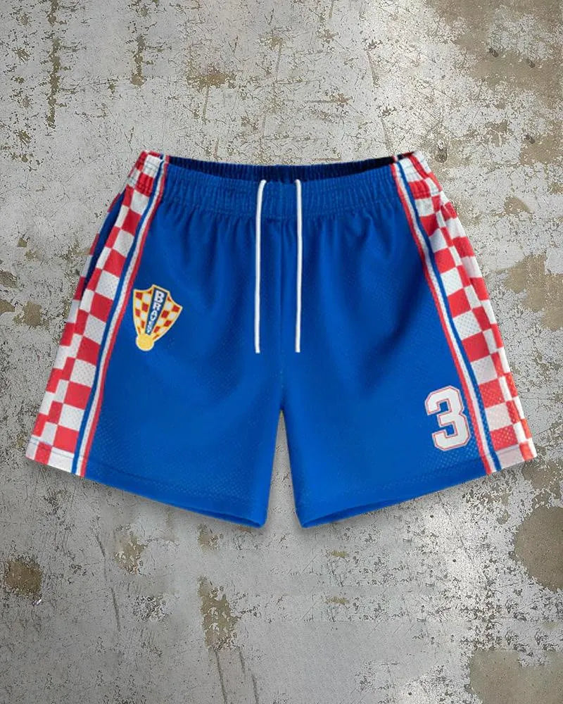 Men's quick-drying beach shorts in digital print polyester fabric with elastic waistband