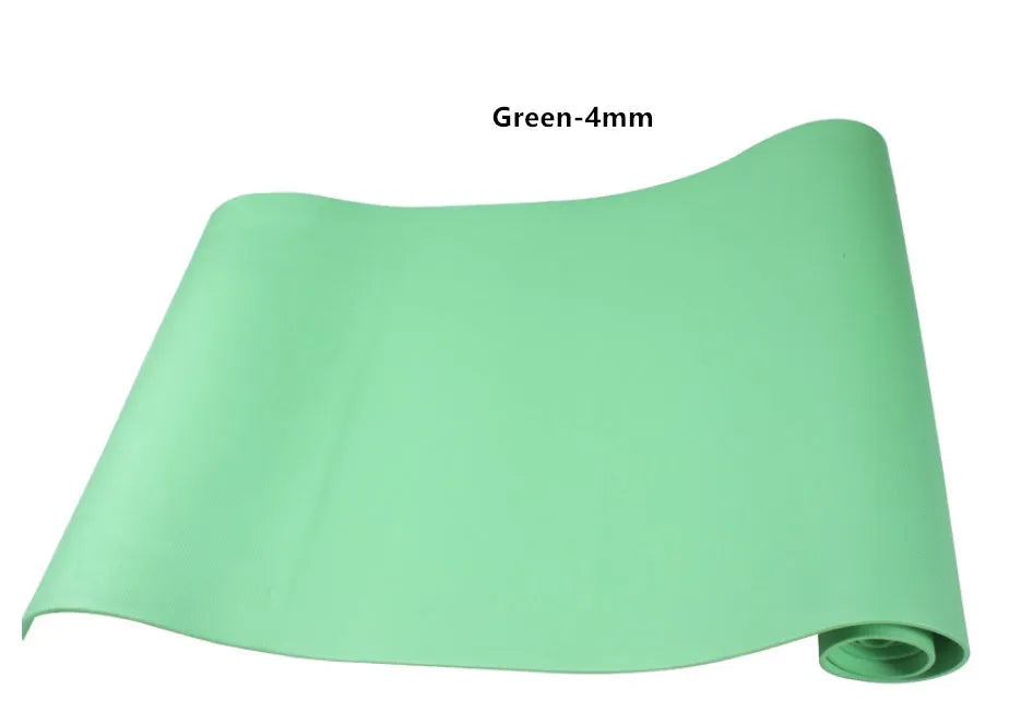 EVA fitness yoga mat in blue showing thickness and non-slip surface texture