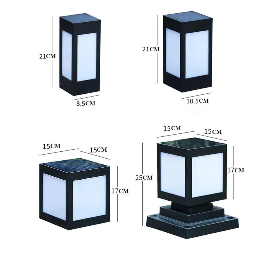 Set of solar-powered waterproof garden lights in different styles for outdoor use.