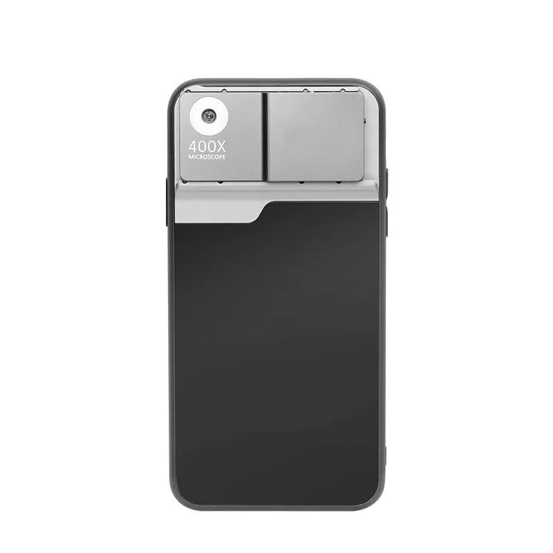 Black silver aluminium alloy mobile phone microscope lens with 400X magnification for iPhone models