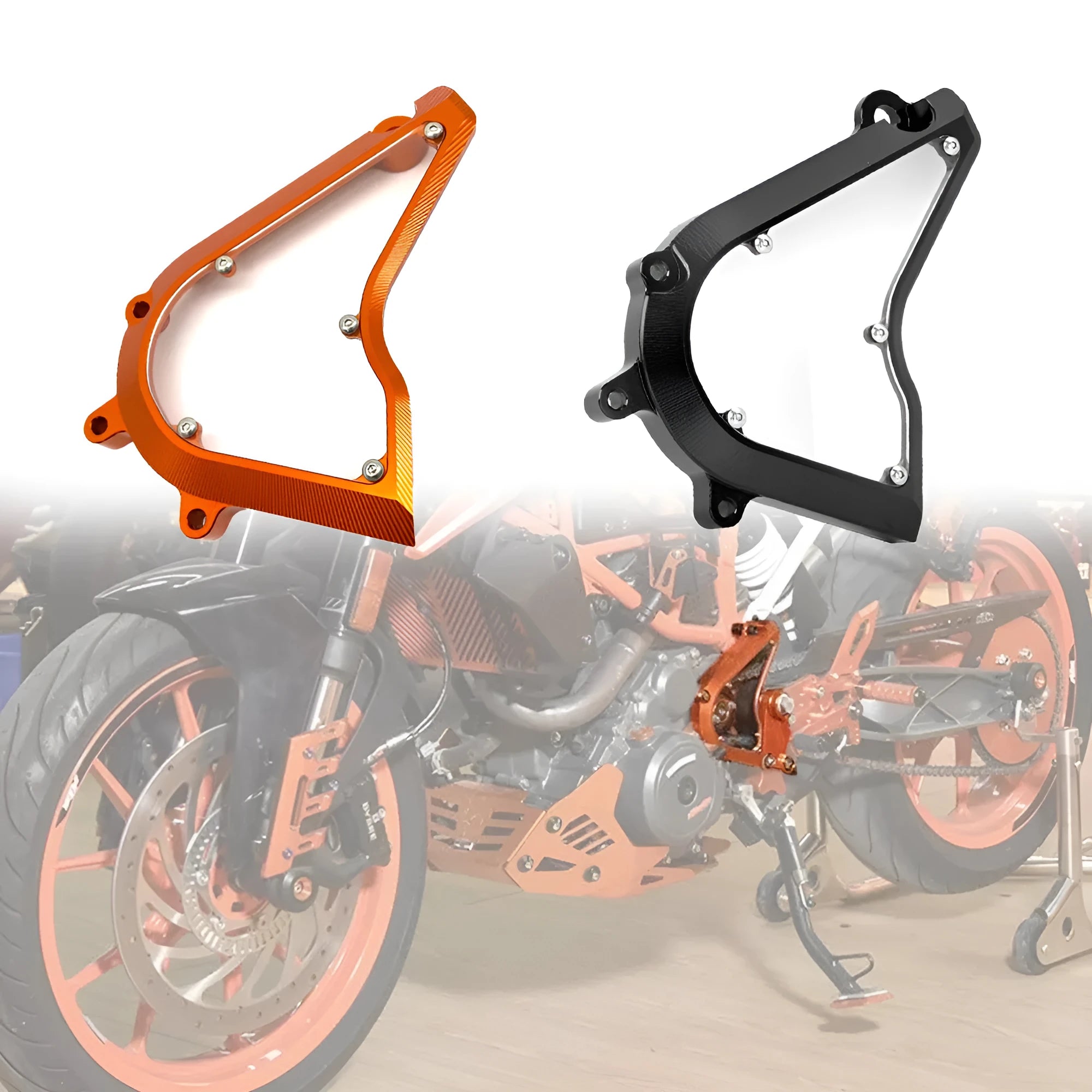 KTM Duke 250 390 chain front gear cover replacement in black or orange, 20x15x5 cm