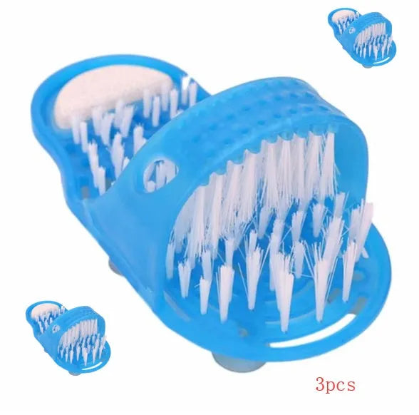 Plastic shower feet slipper with suction cup base and built-in pumice stone for cleaning feet without bending