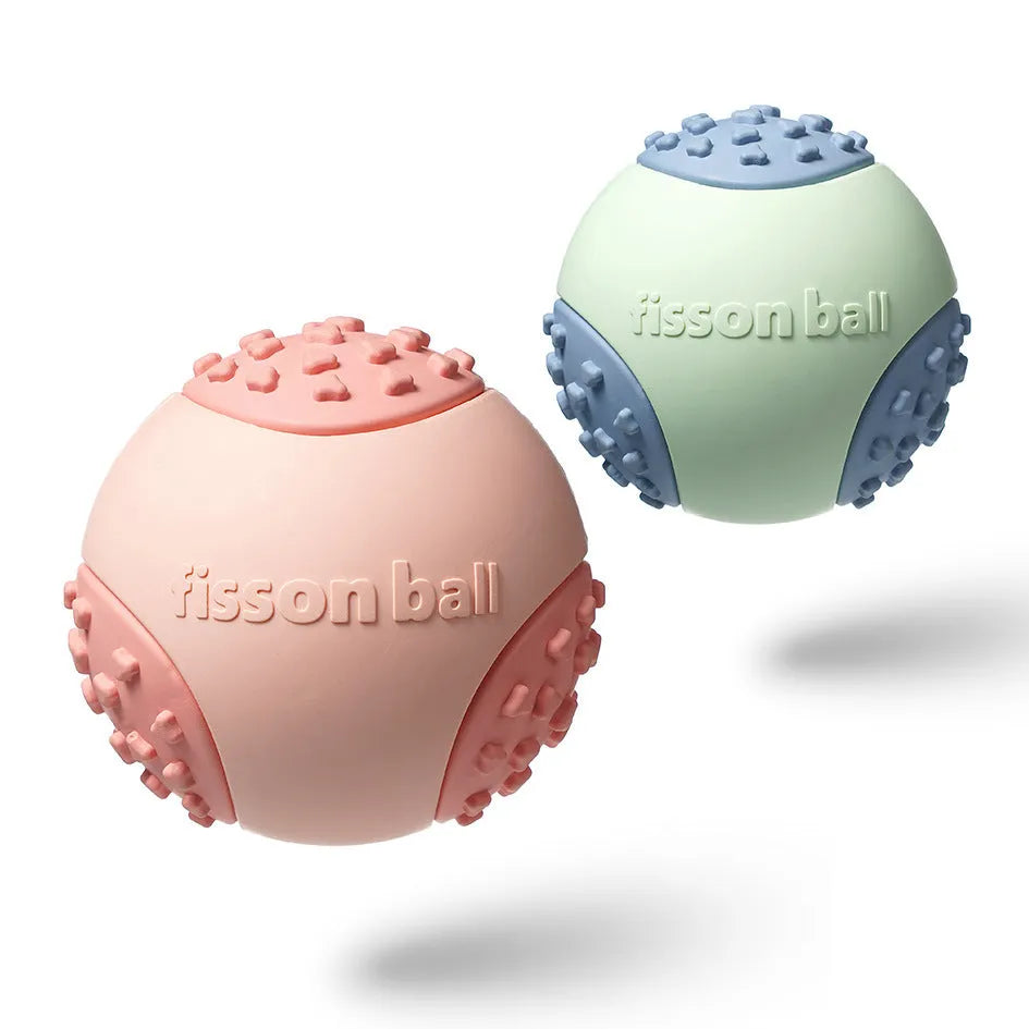 Green rolling ball dog toy with 64mm diameter for small and medium dogs