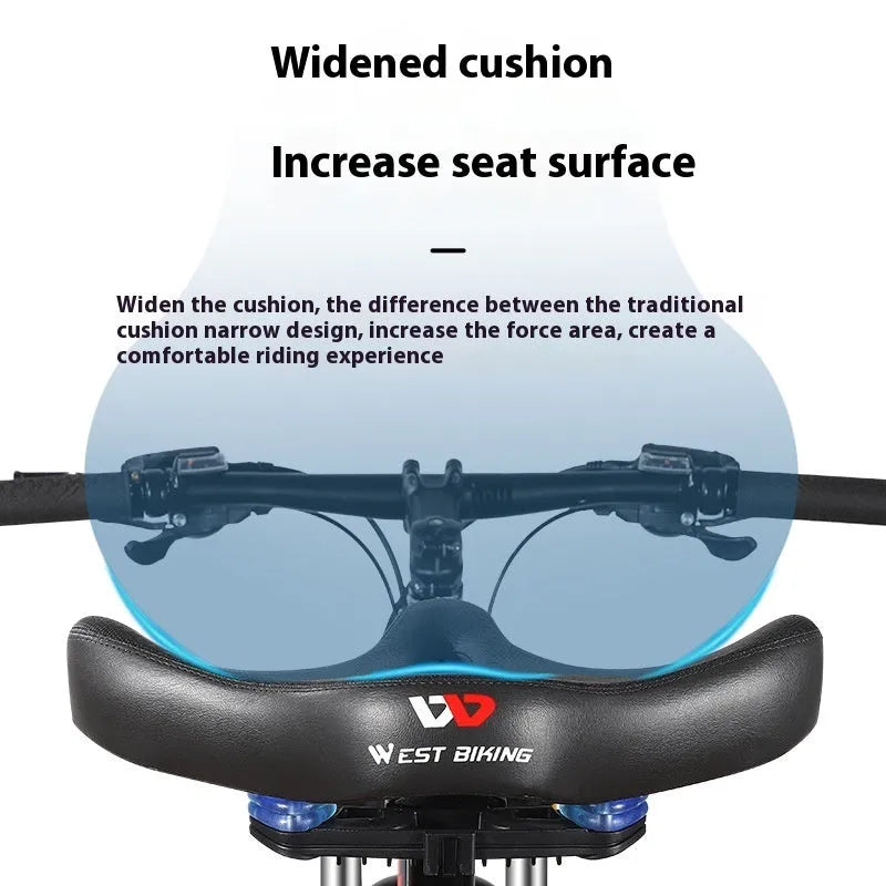 Black bicycle seat cushion made of leather and thick foam