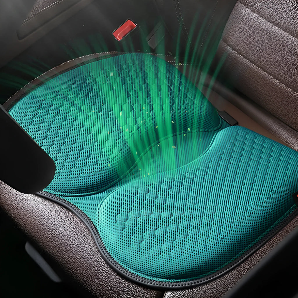 Honeycomb gel car seat cushion showing breathable pattern and gel construction