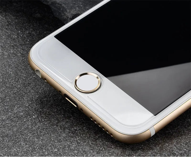 Tempered glass screen protector with 9H hardness for smartphones on a clean surface.