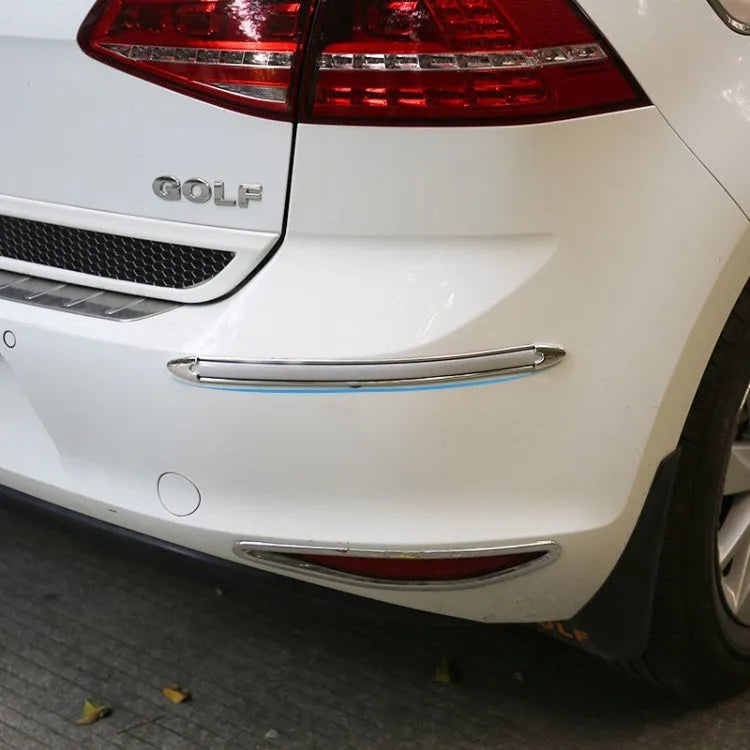 Set of 4 silver electroplated car anti-collision bumper protector strips 41cm long