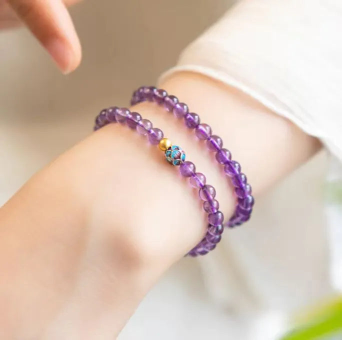 Nine purple lotus bracelet women's retro Chinese style mixed material jewellery