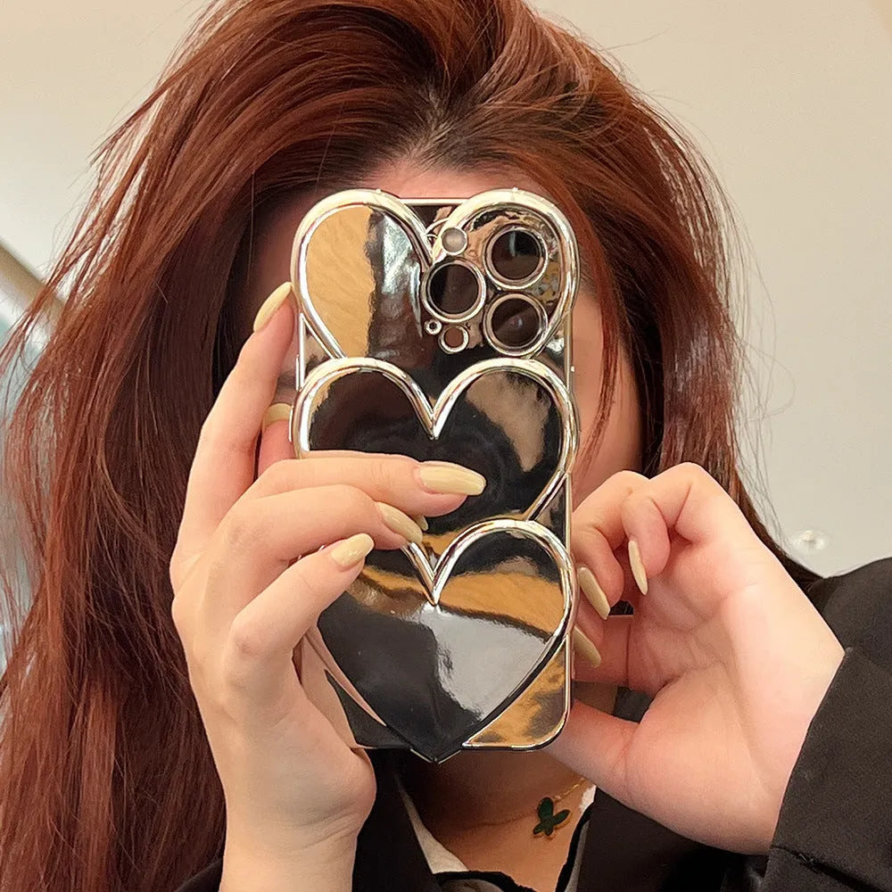 Electroplating love design on a soft TPU iPhone mobile phone case, shown next to a matching bracelet.