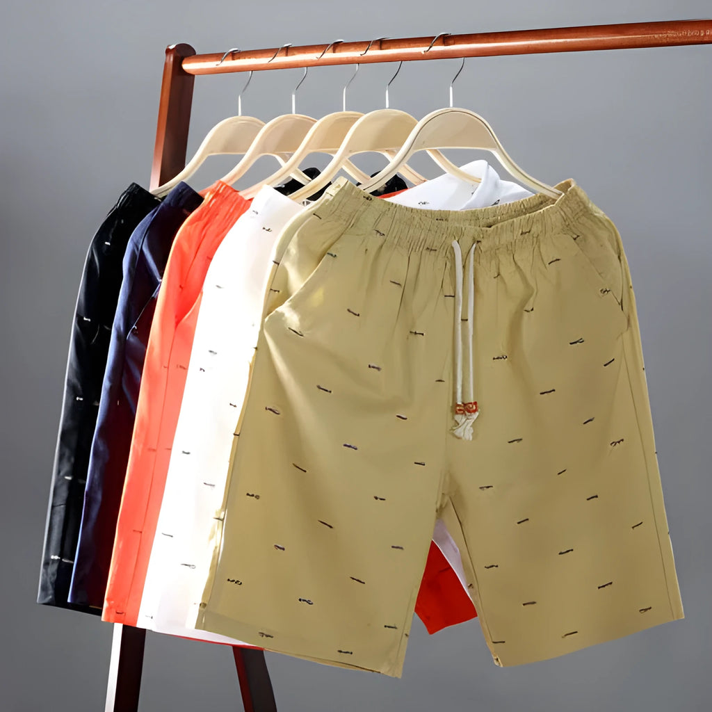 Cotton beach shorts in dark blue, loose fit, size range L to 5XL, for men and women