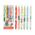 6 cartoon design press gel pens with black refills in Christmas gift packaging