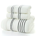 100% cotton household bath towel set in white, grey or khaki with two 34x74cm towels and one 70x140cm bath towel