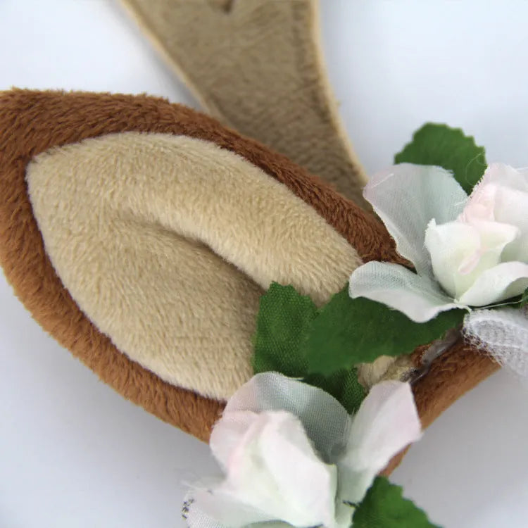 Christmas pet hat with short plush silk flower for cats and dogs, photo colour, size options