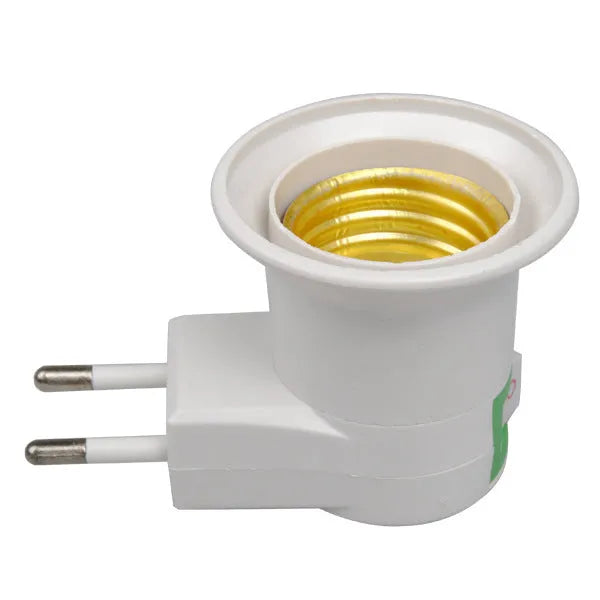 White bakelite wall plug-in E27 lamp holder with integrated switch control