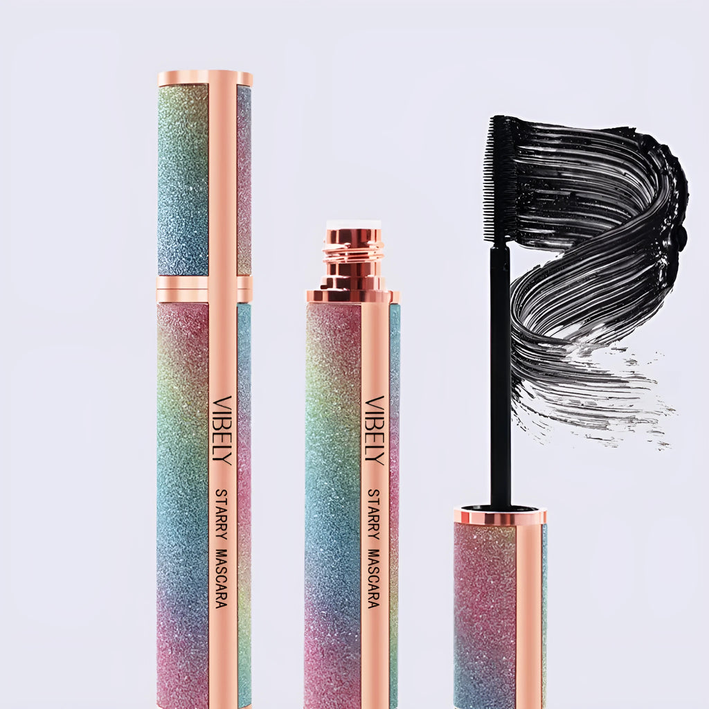 4D waterproof black mascara tube with long thick curling effect and non-smudge formula