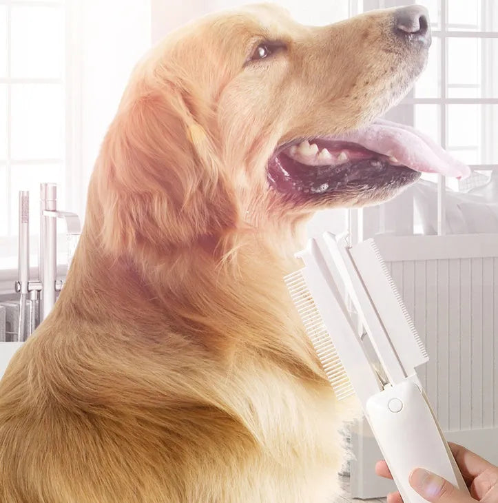 ABS plastic pet grooming brush for dogs and cats with floating hair removal and massage functions