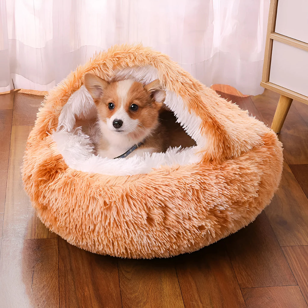 Waterproof cloth dog kennel with semi-surrounded design and removable floor mat in gradient colour