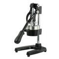 Black or white cast iron manual citrus juicer with stainless steel funnel and 40cm height