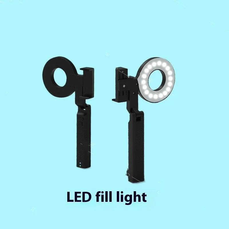Black portable handheld LED fill-in light for mobile phone photography measuring 14.5 × 25.8cm