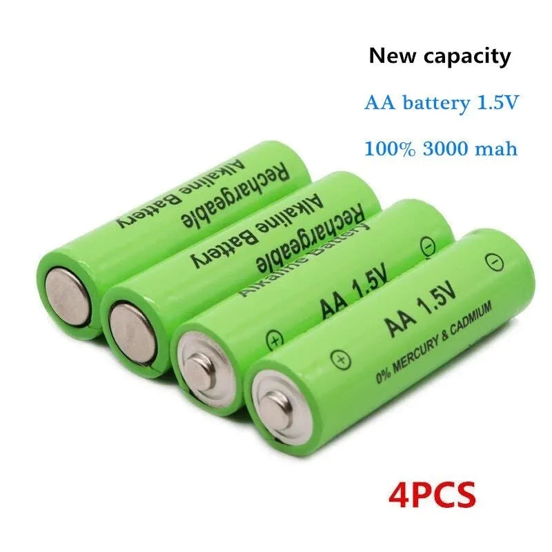 Industrial grade rechargeable AA alkaline battery with 3000mAh capacity.