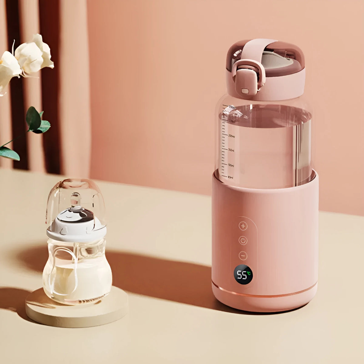 Wireless portable glass thermostatic milk mixer for baby formula in home and travel use