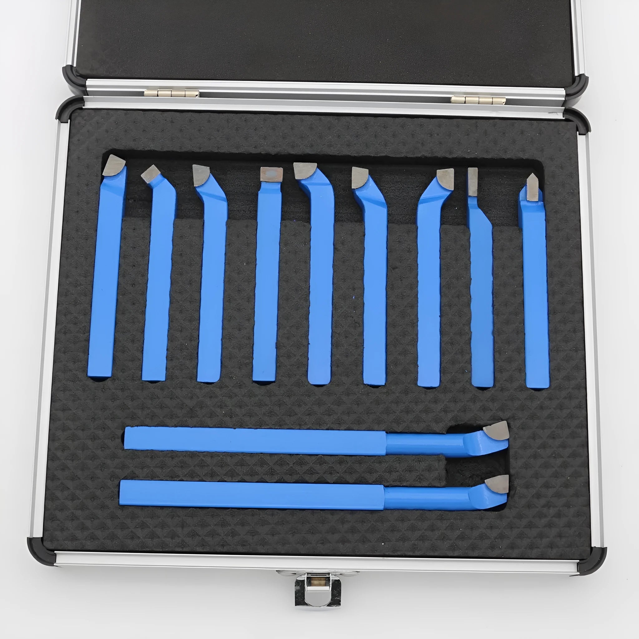 11pcs carbide welding turning tool set with 45 and 90 degree angles in aluminium box for home micro lathe