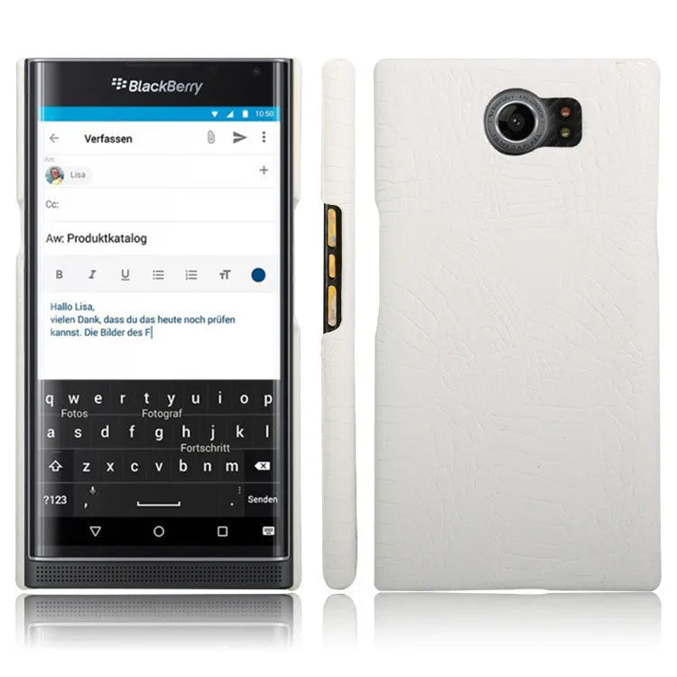 BlackBerry smartphone back cover case made of genuine leather and PC plastic in a choice of colours.