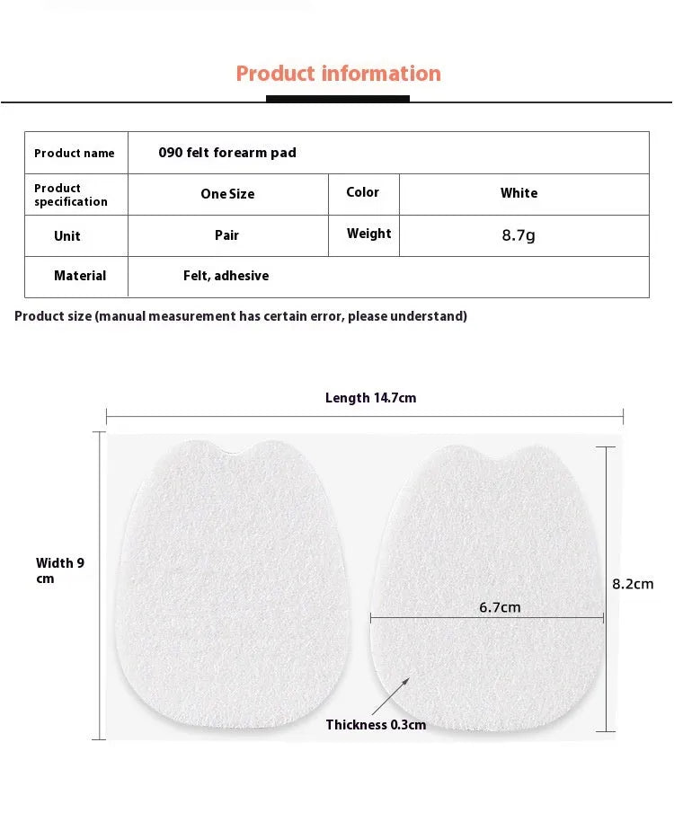 White thin felt shoe tongue protection stickers for anti-wear front palm coverage