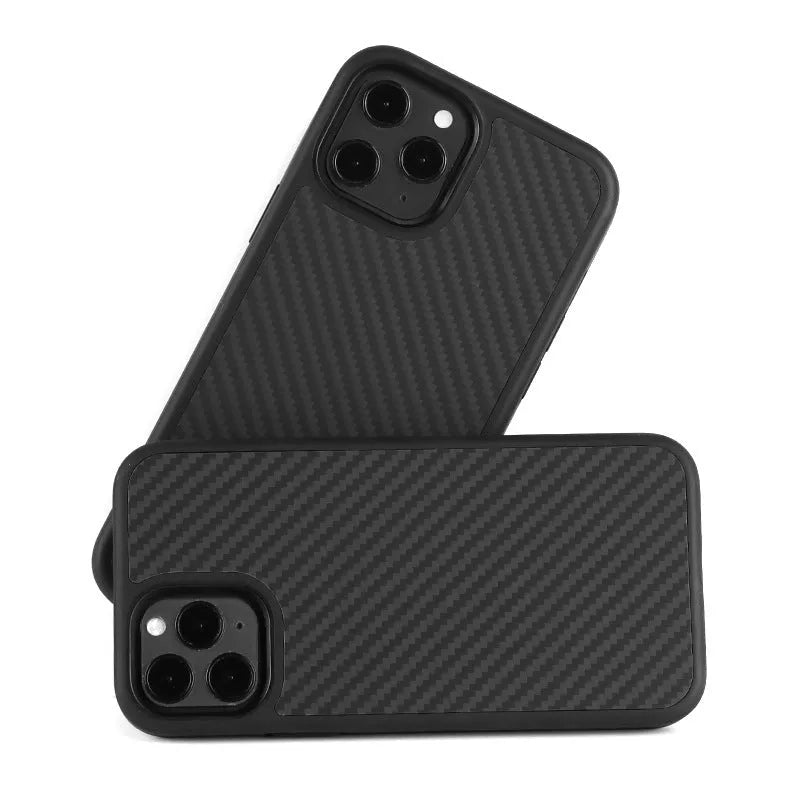 Black wooden iPhone case with TPU and Kevlar construction for waterproof protection