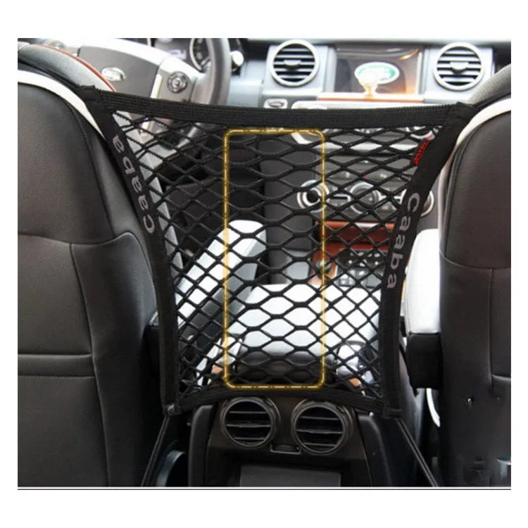 Black elastic car pet fence with nylon hooks for middle seat isolation, available in three styles.