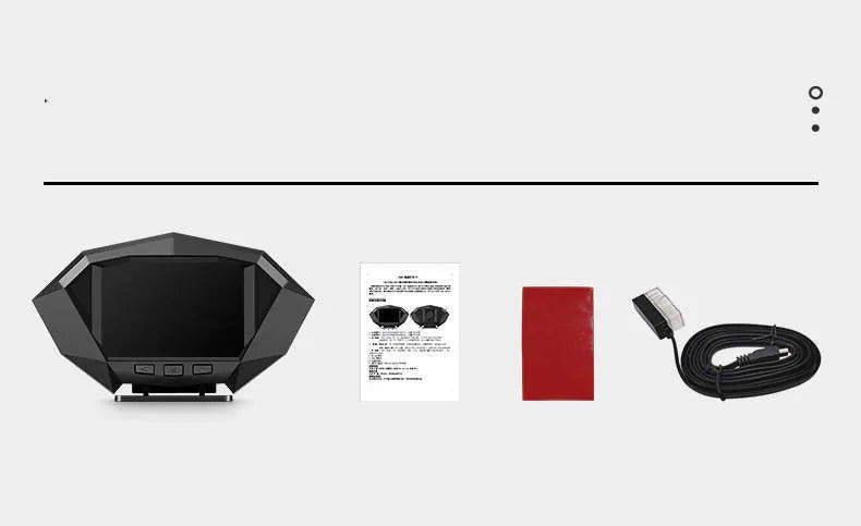 Black vehicle head-up display unit with HD LCD screen and OBD cable