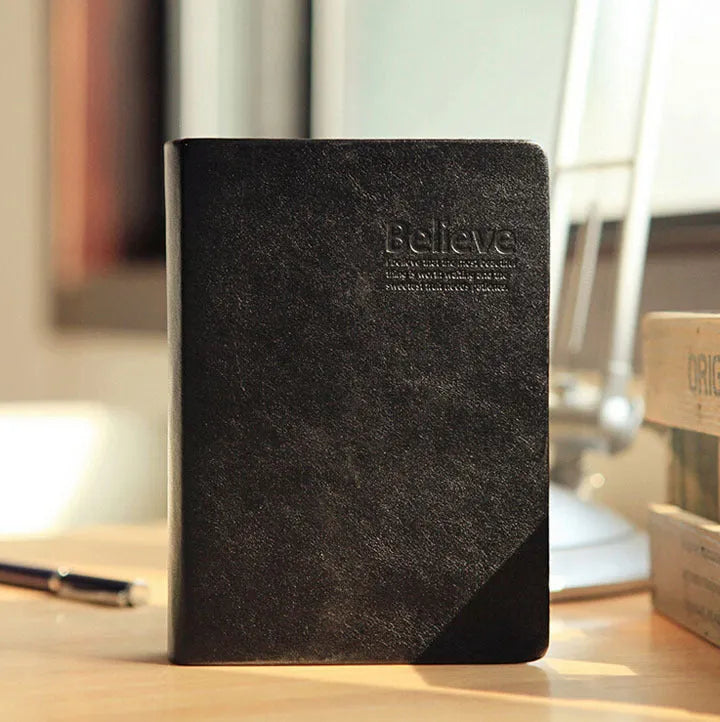 Large thick leather Phnom Penh notebook in A6 size with gold cover and 480 pages of writing paper