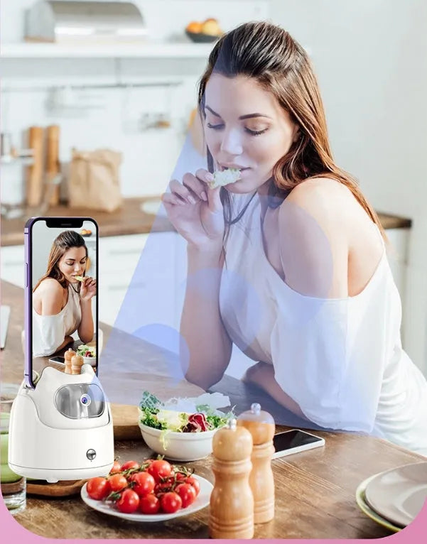 AI face recognition 360-degree rotating camera head for vlog shooting, Q5 Black or Q5 White, with TP-C data cable
