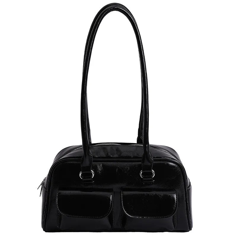 Niche single shoulder bag for women in PU pillow shape, showing internal pockets and available colour options