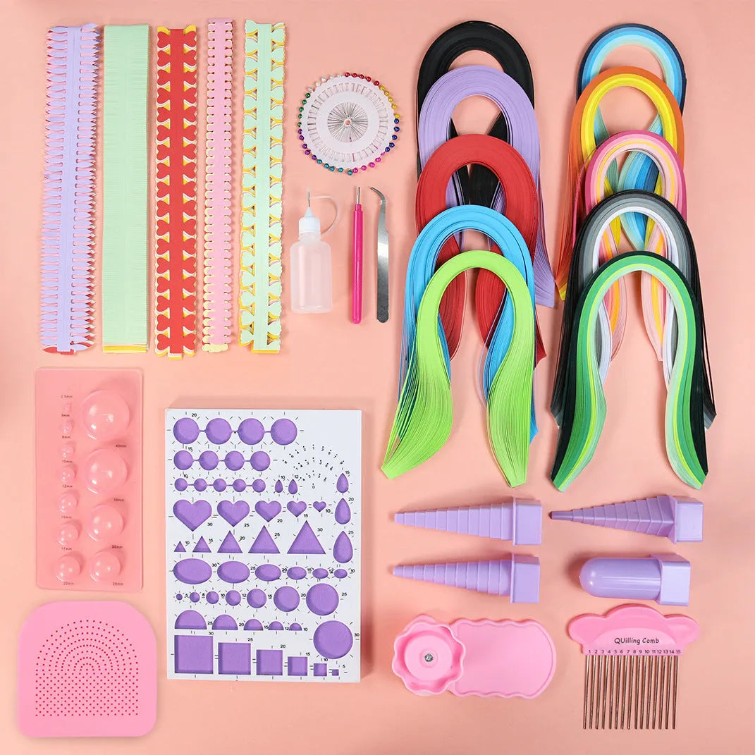 Paper quilling kit with 8 packs of 39cm gradient strips, quilling tools and 30 x 20 x 6cm storage box