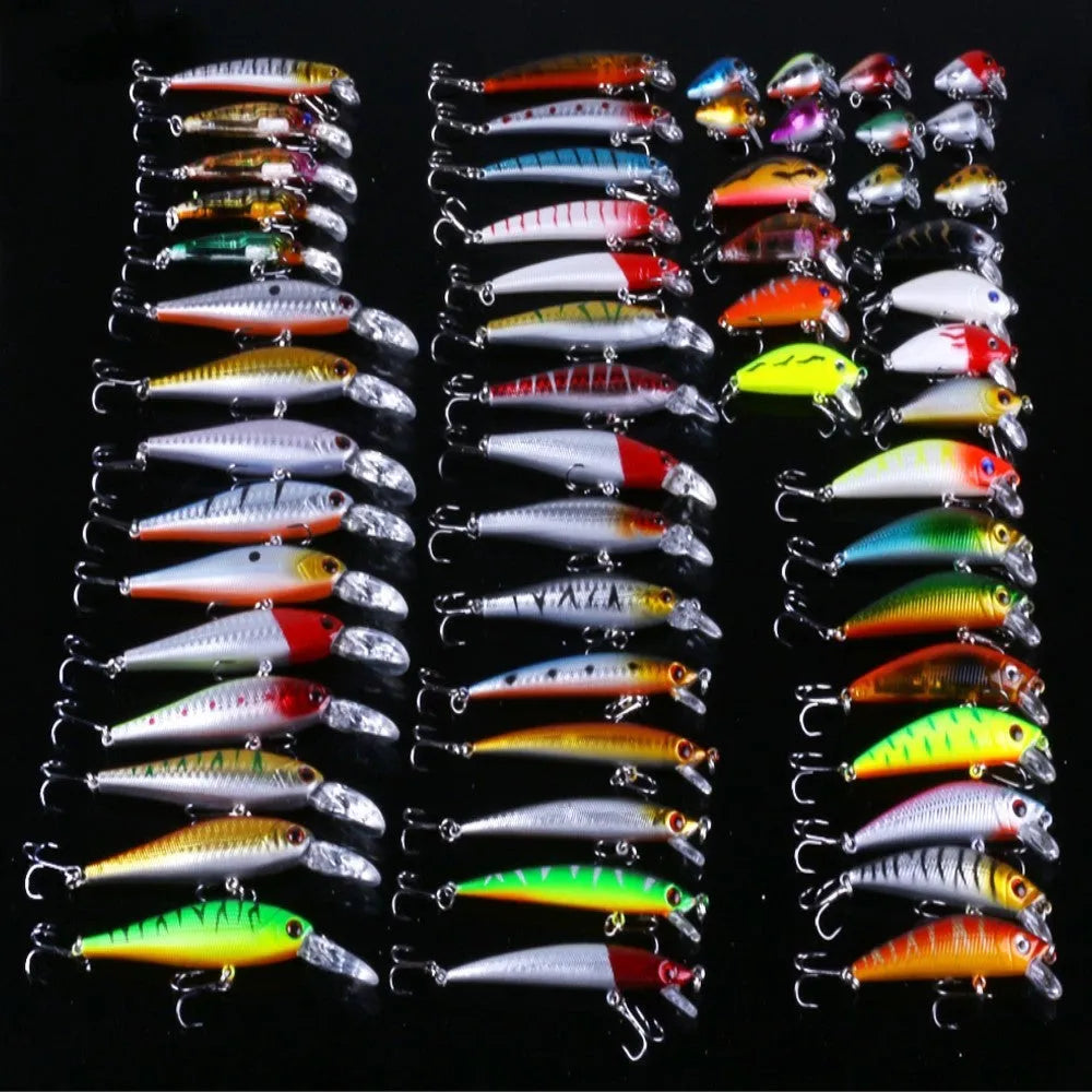 HENG JIA 56-piece mixed lure bait kit with assorted fake baits for fishing