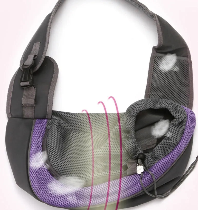 PE foam padded pet backpack carrier in blue colour showing S and L size options for small cats and dogs