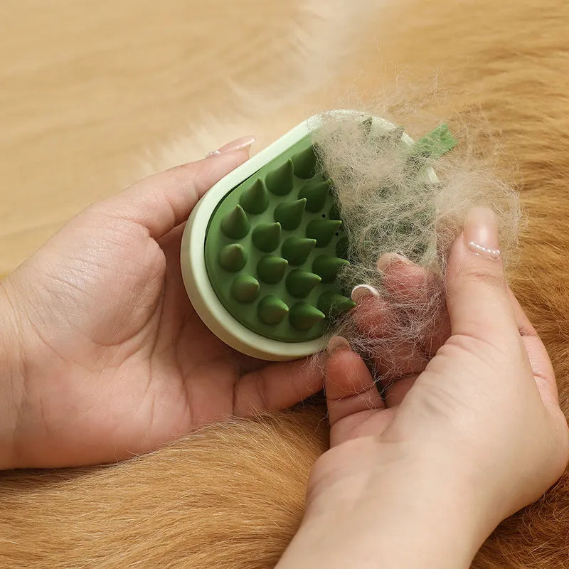 Handheld silicone pet hair removal comb and massage brush for dog bathing in blue colour