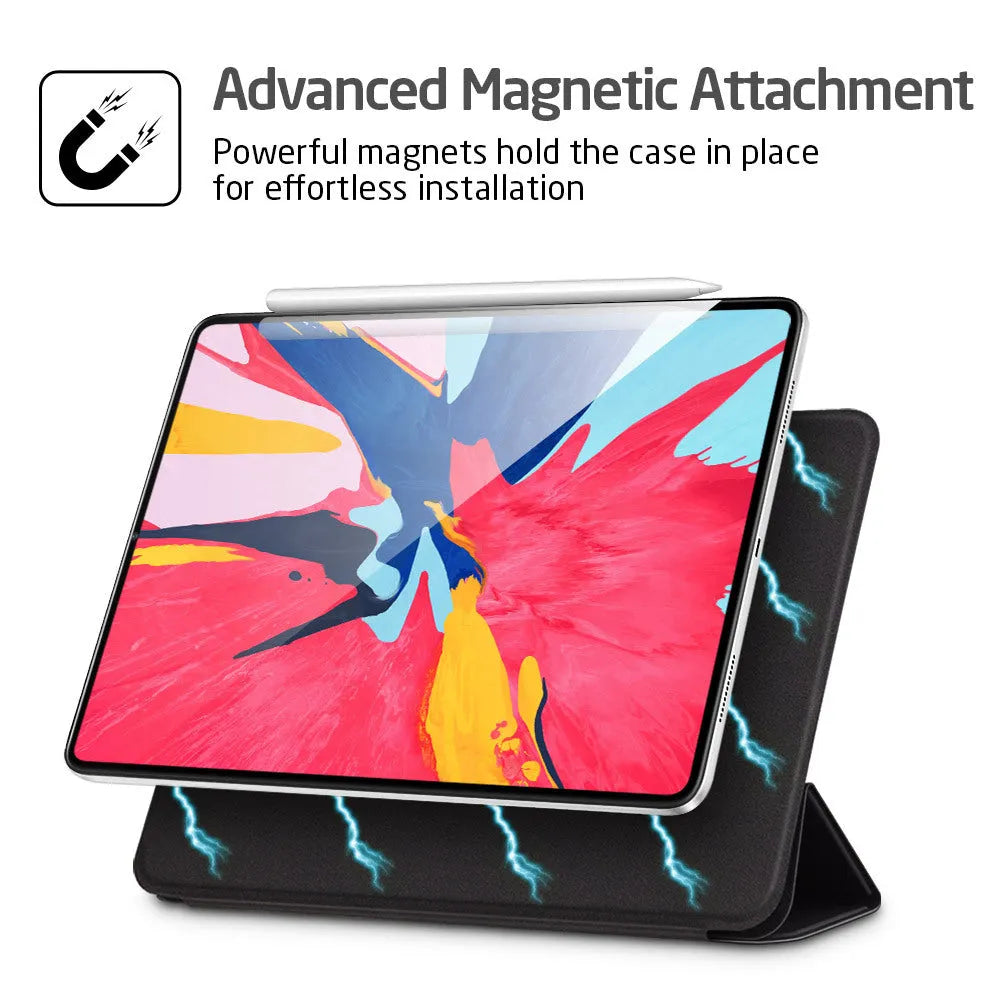 Magnetic smart case for iPad Pro 11 with trifold stand and Apple Pencil charging support in black