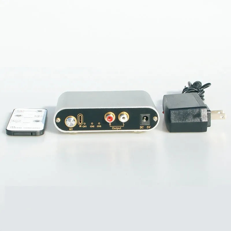 Silver audio source switch unit with remote control for US market