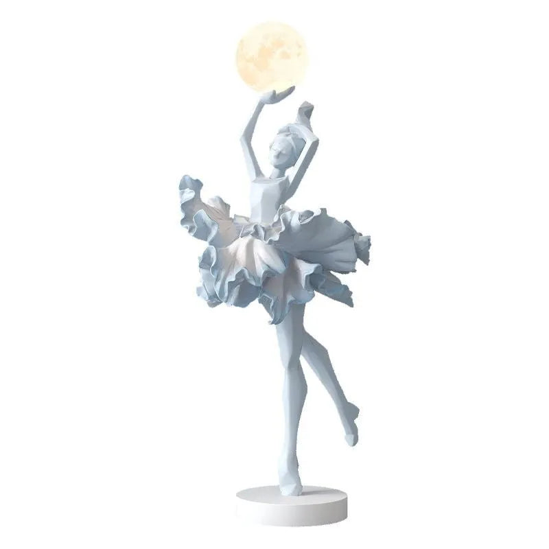 Art Girl Atmosphere small resin USB night lamp in Black Gold, White, Pink, or Light Blue.