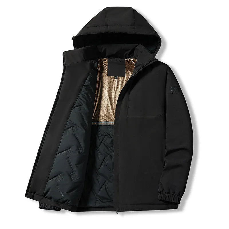 Men's black stormtrooper suit style winter jacket with waterproof windproof features