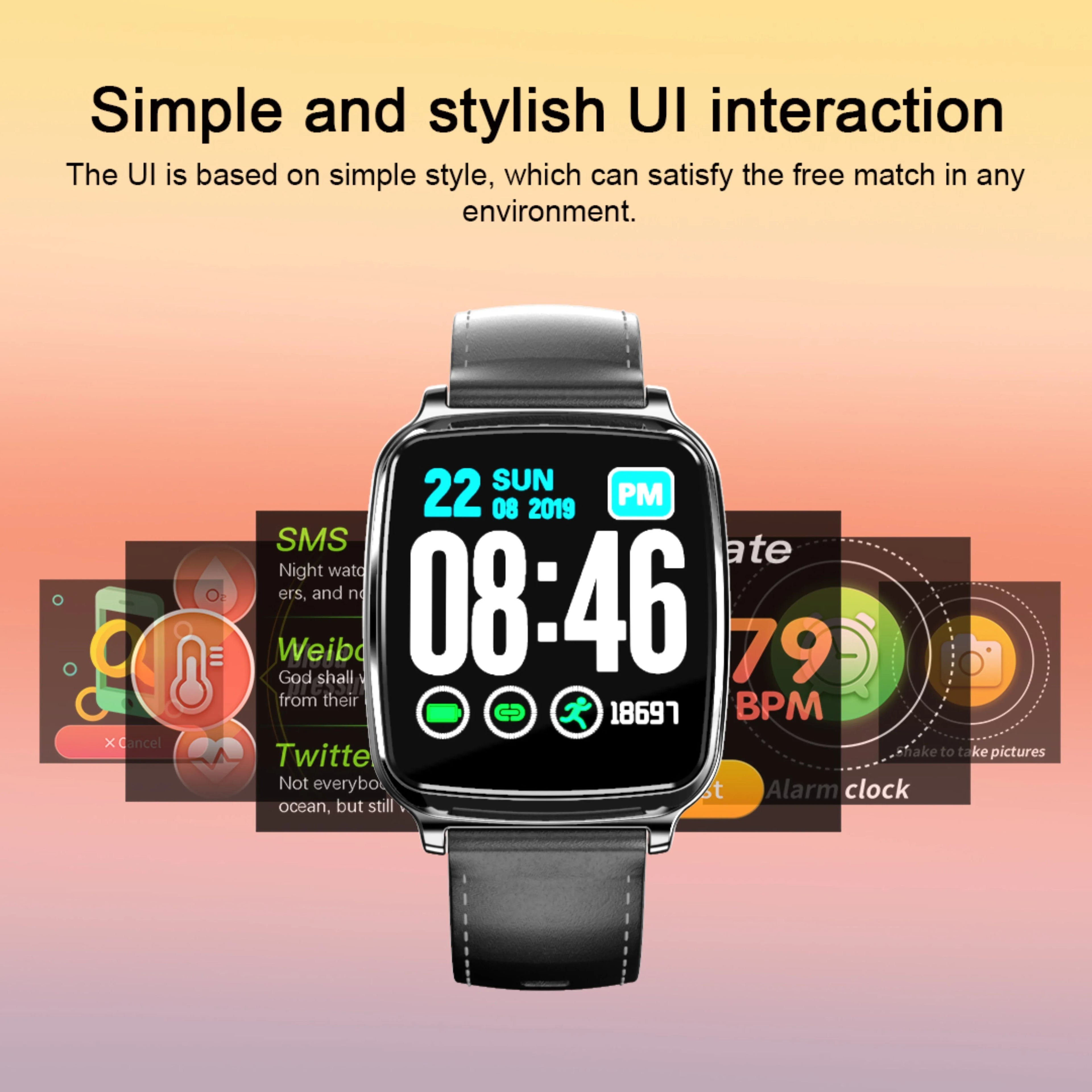 M8 multi-function smart bracelet with heart rate monitor on a wrist, showing zinc alloy body and TPU strap.