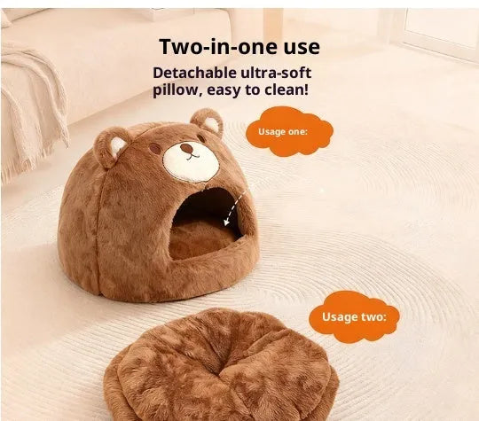 Closed white faced bear cat nest 42 by 42 by 33 cm cloth construction