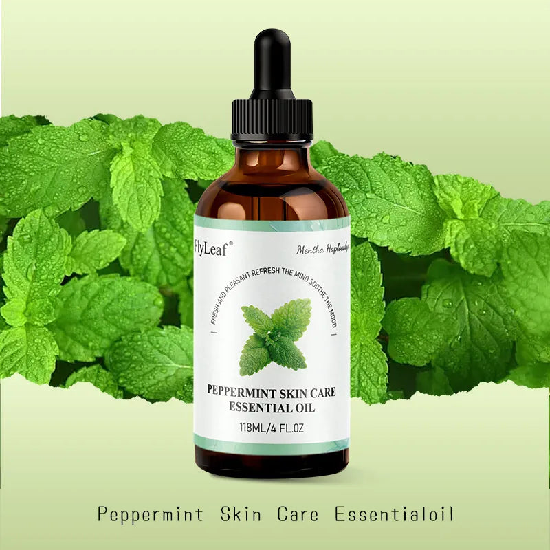 118ml bottle of pure natural peppermint essential body oil for aromatherapy diffuser and massage use