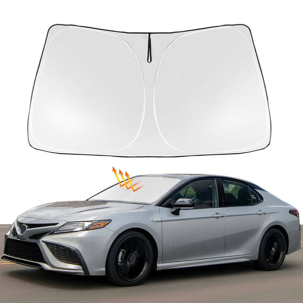 Silver tape windshield sunshade cover designed for Toyota Noah XOVY 90 Series car.