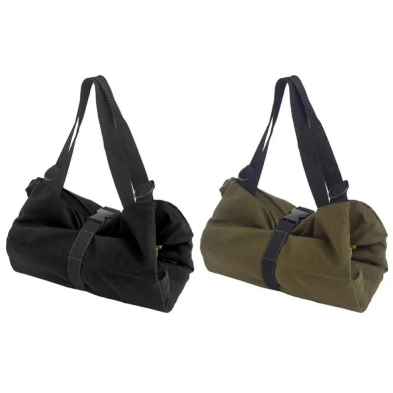 Multifunctional canvas hanging storage bag 49x29cm in khaki, army green, and black for car organisation